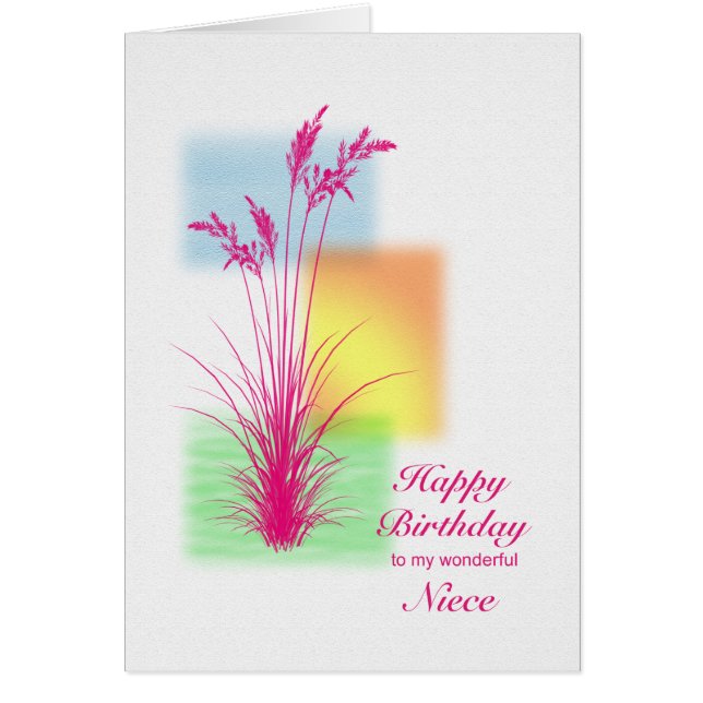Födelsedag för Niece, grässcenen Hälsningskort (Framsidan)