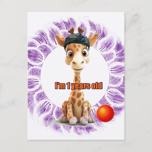 Födelsedag för pojkar Giraff Vykort (Framsida)
