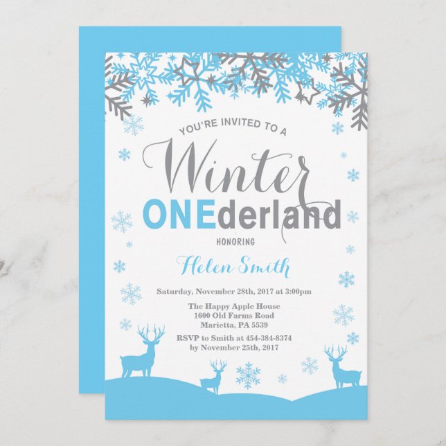 Födelsedag för pojke för vinterOnederland Inbjudningar (Fram/baksida)