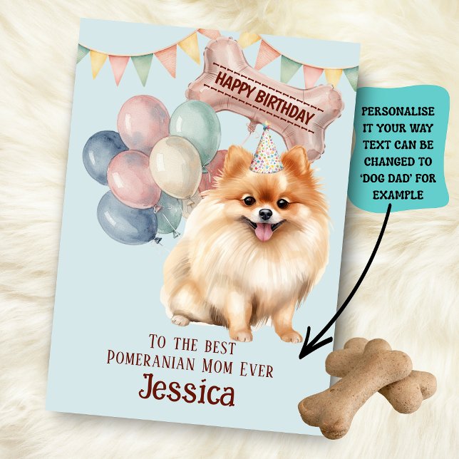 Födelsedag för Pomeranian hund mamma/pappa  Kort (Skapare uppladdad)