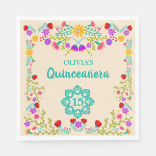 Födelsedag för Quinceanera mexicansk blom- söts Pappersservett