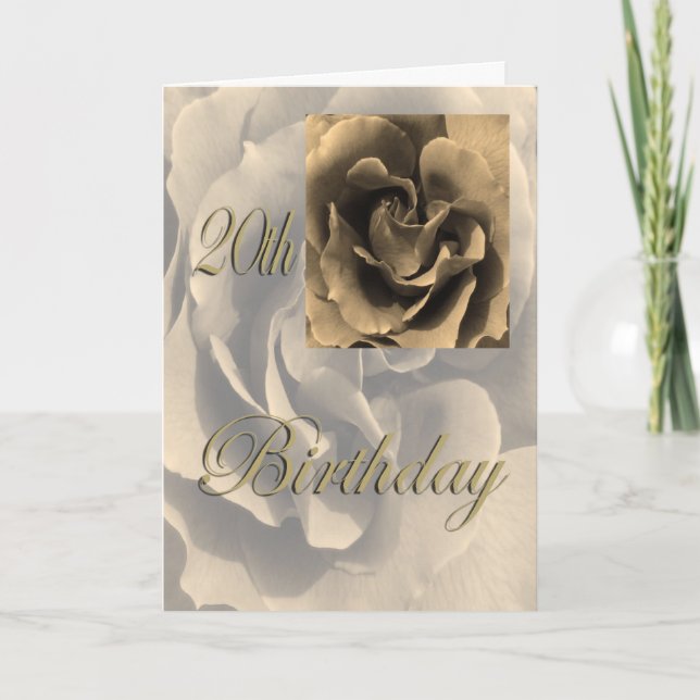 Födelsedag för rosa lycklig för Sepia 20th Kort (Framsida)