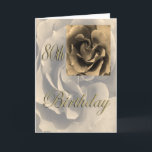 Födelsedag för rosa lycklig för Sepia 80th Kort<br><div class="desc">Härligt i Sepia,  steg att ge en antik look.</div>
