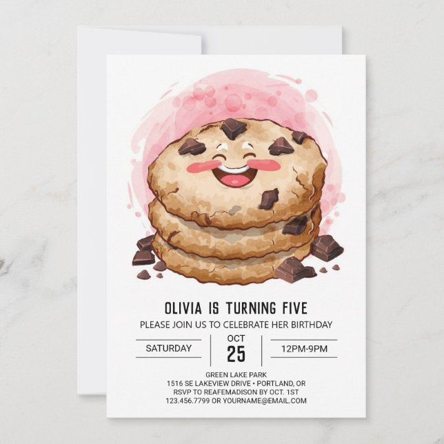 Födelsedag för Rosa Online, kookies,  Inbjudningar (Framsida)