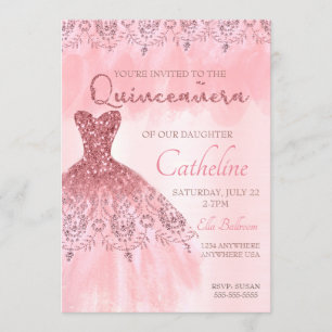 Födelsedag för rosor för Quinceanera Inbjudningar