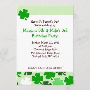 Födelsedag för SHAMROCKSST PATRICKS DAY 5x7 Inbjudningar