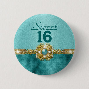 födelsedag "för sweet sixteen" krickaguld 16 knapp