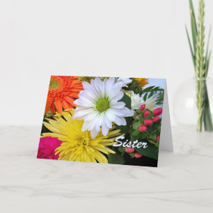 Födelsedag för Syster Blommigt Arrangemang Kort
