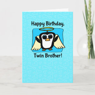 Födelsedag för Twin Brother - Little Angel Penguin Kort