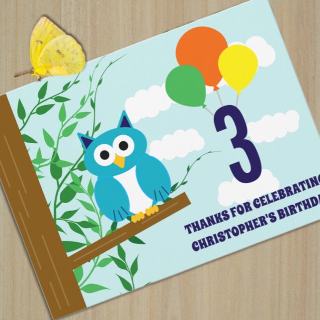 Födelsedag för uggla tack kort (Skapare uppladdad)