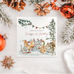 Födelsedag för vinter Woodland Pappersservett