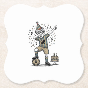 Födelsedag Fotboll Pojke Dab Vintage Gravyr Tröja_ Underlägg Papper