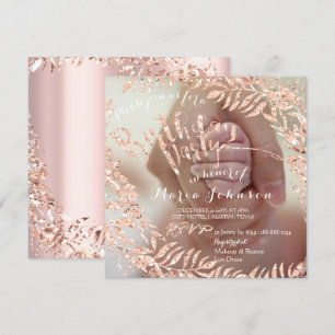 Födelsedag Foto Framed Ro Rosa Guld Royalet Inbjudningar