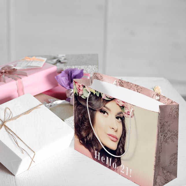 Födelsedag, foto hej 21 ro guld glitter (Skapare uppladdad)