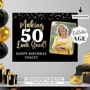 Födelsedag Foto Skapar AGE Se Bra Black Guld Poster