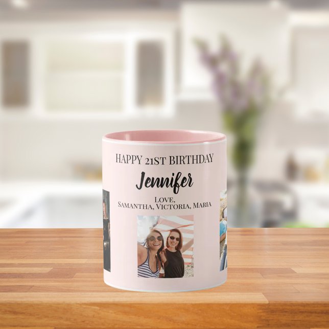 Födelsedag fotobästa vänner  rosa mugg (Skapare uppladdad)