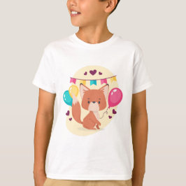 Födelsedag Fox Cute Party-ballonger T Shirt