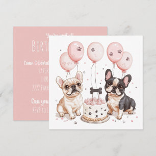 Födelsedag Fransk Bulldog Birthday Cake Inbjudningar