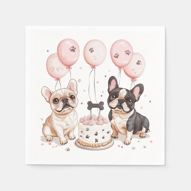 Födelsedag Fransk Bulldog Birthday Cake Pappersservett (Framsidan)