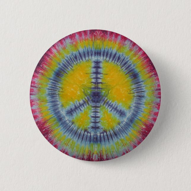 Födelsedag Fredstecken Tie Dye Flair Button Knapp (Framsida)