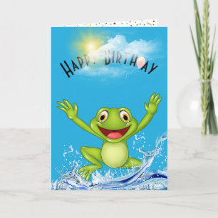 Födelsedag Frog Jumping ut ur Vatten Kort