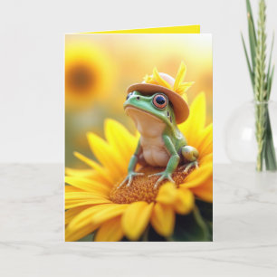 Födelsedag Frog på en solros Kort