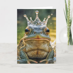 Födelsedag Frog Wearing a Vatten Stänk Krona Kort