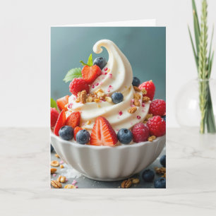 Födelsedag, fryst, yoghurt med bär kort
