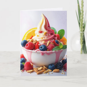 Födelsedag fryst yoghurt med frukt och Nöt Kort