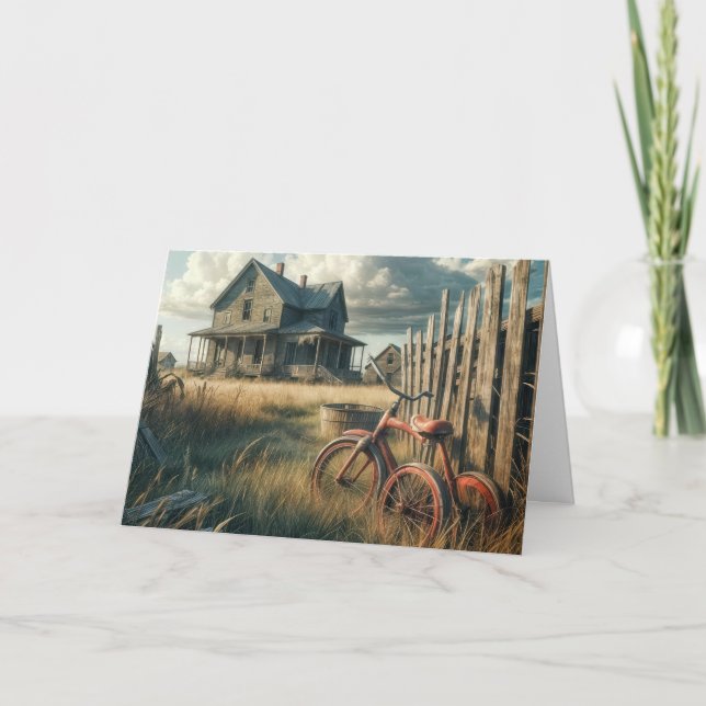 Födelsedag Gamla röda tricyklar Kort (Framsida)