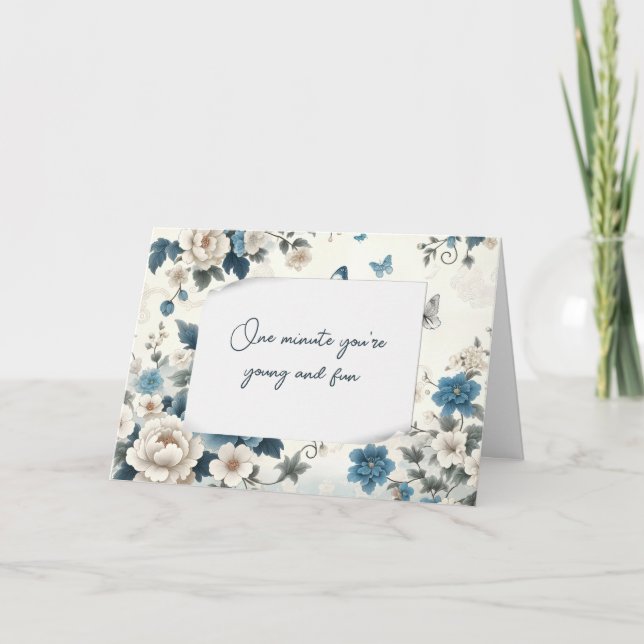 Födelsedag - gammal Humor Blue Chinoiserie Kort (Framsida)