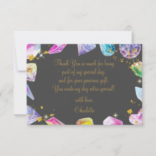 Födelsedag Gem Party Crystals Girl's water color Tack Kort
