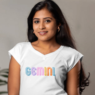 Födelsedag gemini stjärntecken modern vit enkel t shirt