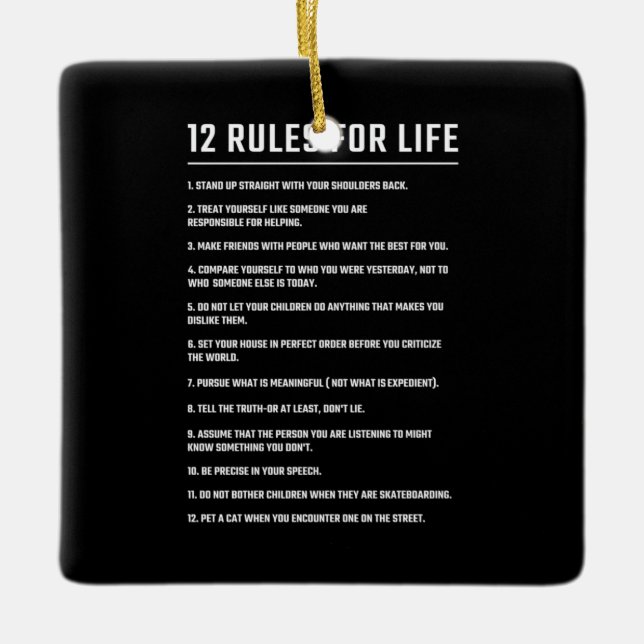 Födelsedag Gift 12 Regler för livet Julgransprydnad Keramik (Framsida)