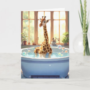 Födelsedag Giraffe i bubelbath Kort