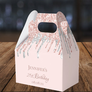 Födelsedag glitter  rosa silver monogram presentaskar