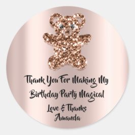 Födelsedag Glitter Sweet Brown Glitter Bear Runt Klistermärke