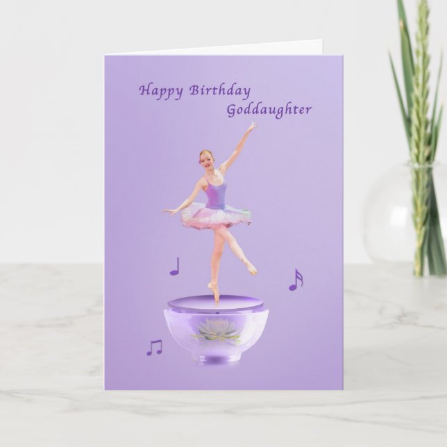 Födelsedag, Goddotter, Music Box Ballerina Kort (Framsida)