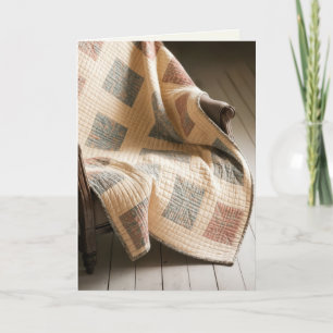 Födelsedag Gold Quilt på en armstol Kort