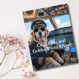 Födelsedag Golden Retriever Hund Pilot Rolig  Vykort