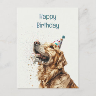 Födelsedag Golden Retriever Hund Vykort