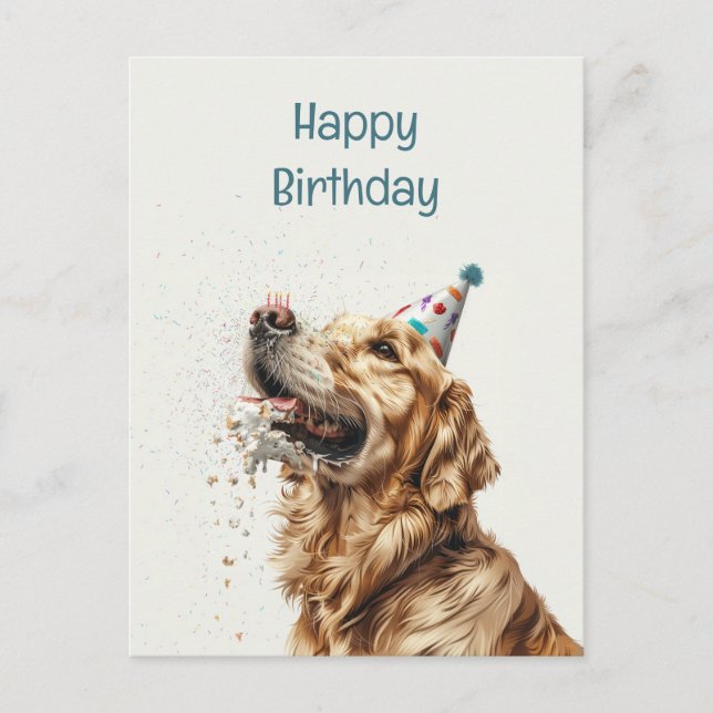Födelsedag Golden Retriever Hund Vykort (Framsida)