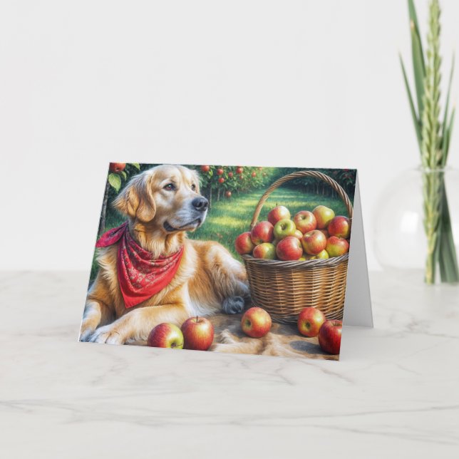 Födelsedag Golden Retriever i ett Apple-program Kort (Framsida)