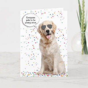 Födelsedag Golden Retriever med solglasögon Kort