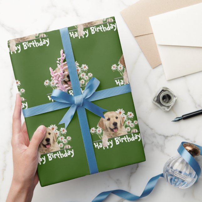 Födelsedag Golden Retriever på Grönten Presentpapper (Gifting)