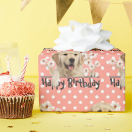 Födelsedag Golden Retriever på Polka dots Presentpapper