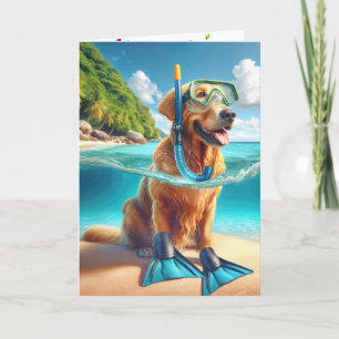 Födelsedag Golden Retriever Scuba Diver Kort