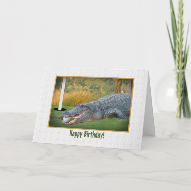 Födelsedag, Golf, Alligator Card Kort (Framsida)
