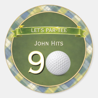 Födelsedag Golf / Golfande / Golftema Runt Klistermärke