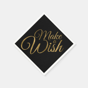 Födelsedag Gör en Wish Black & Guld Pappersservett